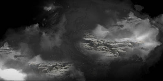 Ps制作散发蓝色颗粒的岩石字