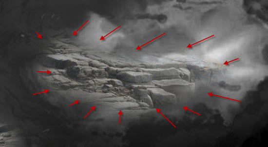 Ps制作散发蓝色颗粒的岩石字