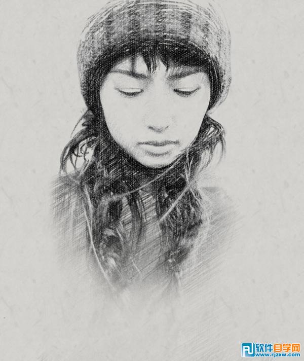 利用滤镜及画笔把人物转为灰色素描效果