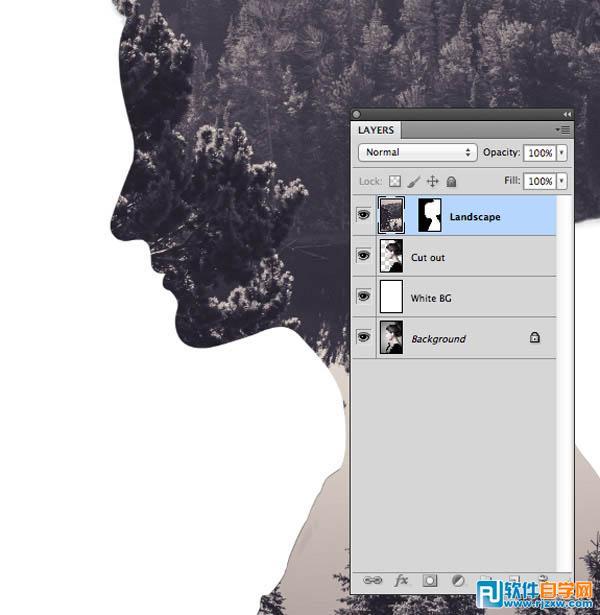 制作人像与风景结合双重曝光效果