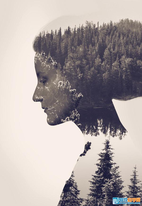 制作人像与风景结合双重曝光效果