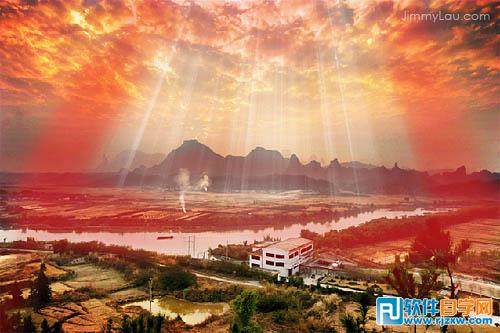 PS给霞光图片增加漂亮耶稣透射光