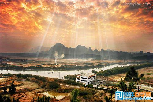 PS给霞光图片增加漂亮耶稣透射光