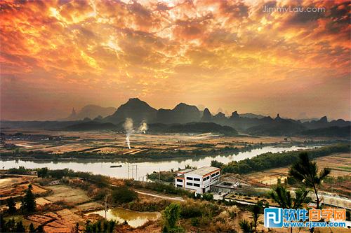 PS给霞光图片增加漂亮耶稣透射光