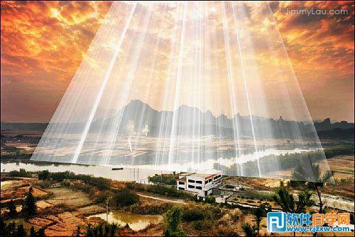 PS给霞光图片增加漂亮耶稣透射光