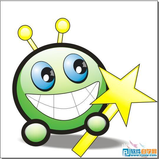 CoreDRAWX7绘制大眼晴笑容的小精灵