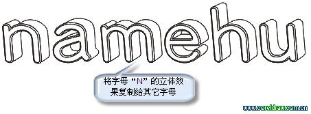 CorelDraw制作绿色的立体花纹字