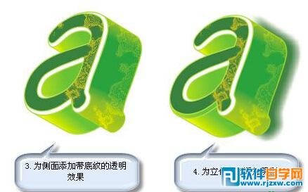 CorelDraw制作绿色的立体花纹字