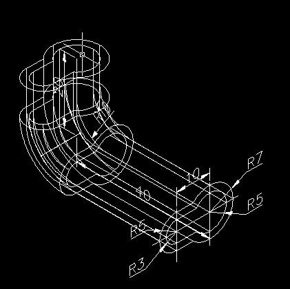 用CAD2004绘制弯曲路径拉伸实体