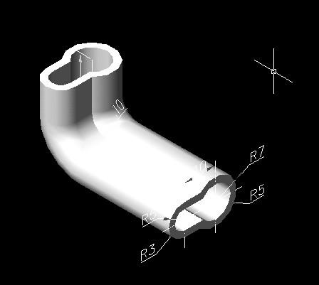 用CAD2004绘制弯曲路径拉伸实体