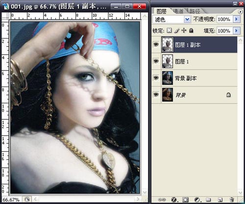 用PS快速简单把美女胸前的斑去掉