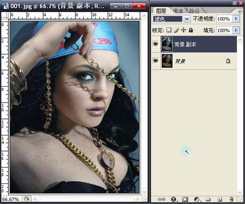 用PS快速简单把美女胸前的斑去掉
