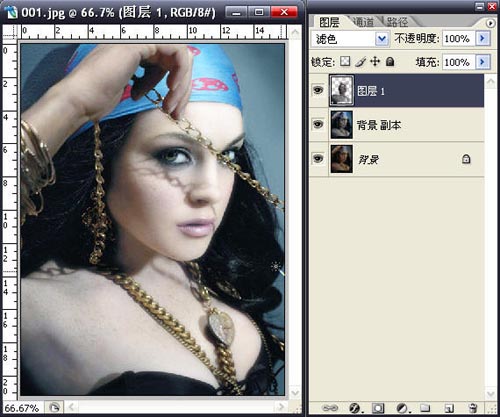 用PS快速简单把美女胸前的斑去掉