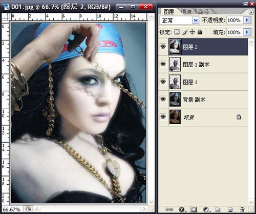 用PS快速简单把美女胸前的斑去掉