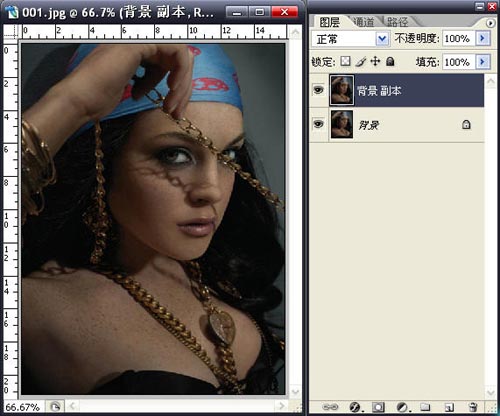 用PS快速简单把美女胸前的斑去掉
