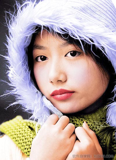 PS给MM黑白照片上彩妆色教程