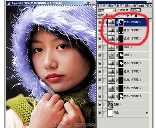 PS给MM黑白照片上彩妆色教程