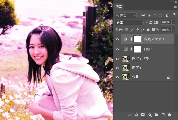 PhotoShop制作的偏粉色人物图片