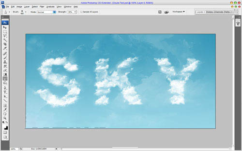 用Photoshop制作带有云彩特效的文字实例教程
