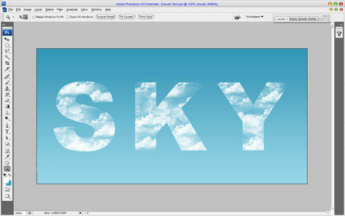 用Photoshop制作带有云彩特效的文字实例教程