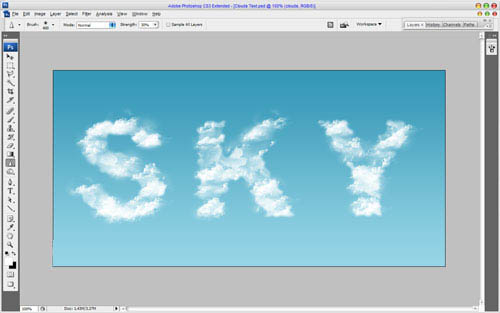 用Photoshop制作带有云彩特效的文字实例教程
