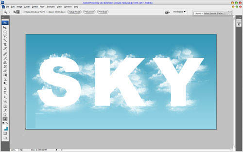 用Photoshop制作带有云彩特效的文字实例教程