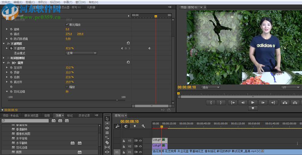pr羽化视频边缘的方法
