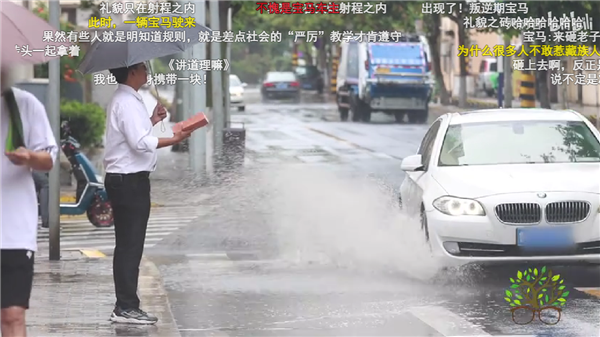 男子手拿板砖经过积水路段引热议 被汽车溅水该怎么办?